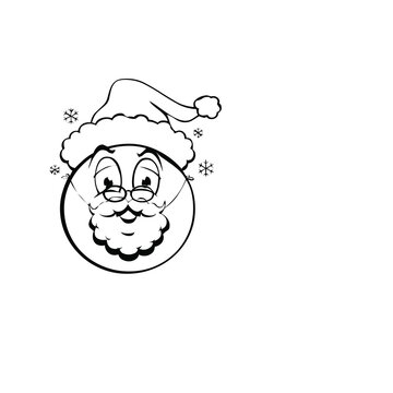 Funny santa claus face wearing a hat and glasses drawing