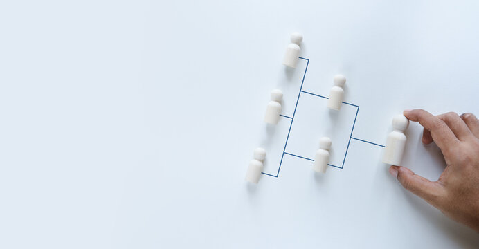 Business Organizational Hierarchy Structure with Leadership Selection and Team Management Concept, Human Resources Decision Making, Reporting Lines and Corporate Chain of Command Visualization