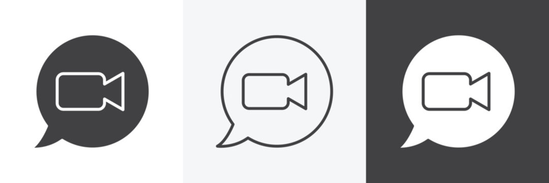 Video call icon set for web