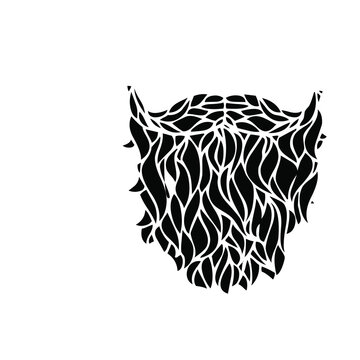 Black silhouette icon of a thick manly beard