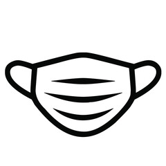 Black and white medical face mask line art icon