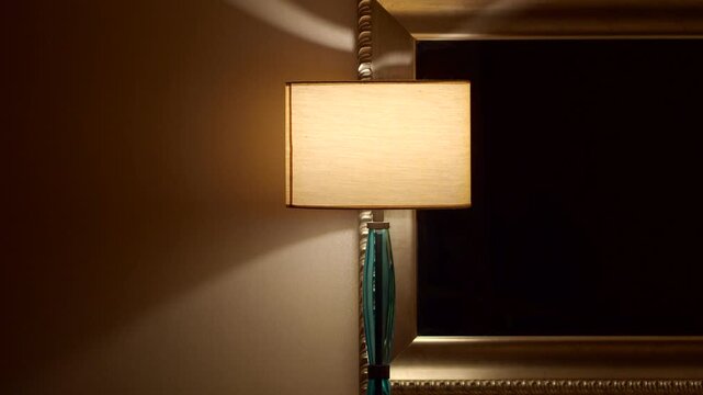 Light source in a room with a mirror and dark background