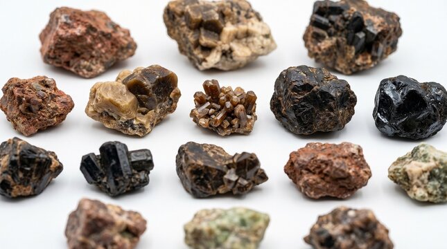 Photo of natural mineral stone specimens with rough texture made by AI generative
