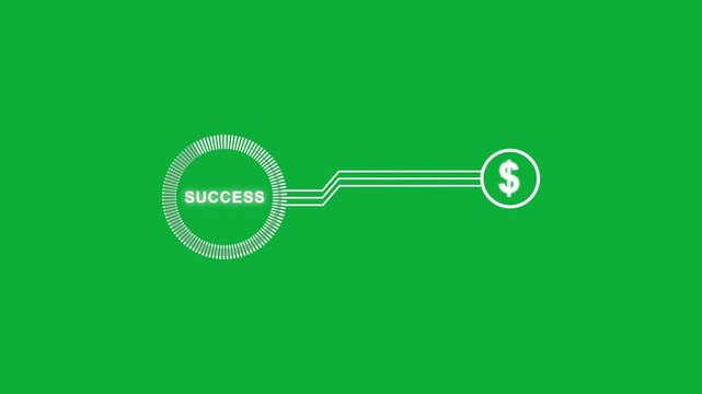 White success icon with dollar sing and circle animation. Financial success symbol for digital commerce money profit and HUD sci-fi concept animation.