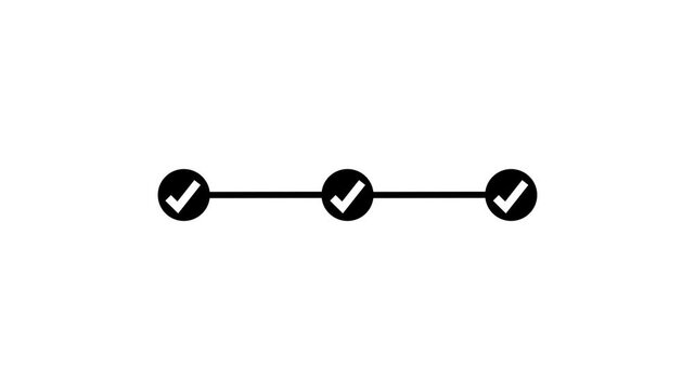 infographic step by three step process icon animation on white background. 3 step-by-step process success with check marks loop animation.