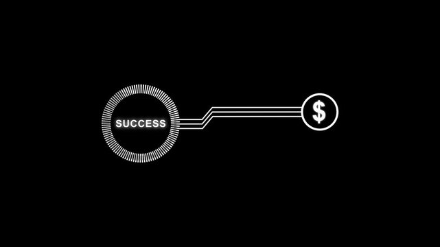 White success icon with dollar sing and circle animation. Financial success symbol for digital commerce money profit and HUD sci-fi concept animation.