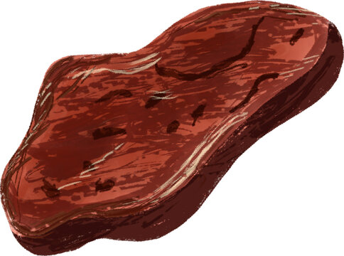 Cooked Fried Beef Lung or Liver Slice Illustration - Indonesian Paru Goreng or Hati Sapi Vector Art
