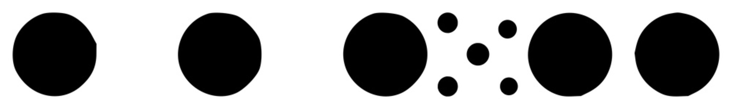 Ellipsis icon set with simple black outline on white background featuring three dots, UI icons, navigation with symbol and interactive