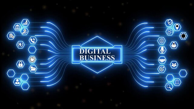 Digital Business interface visualizing corporate technology dashboard with secure online management system and advanced data driven network concept..4k digital technology .,