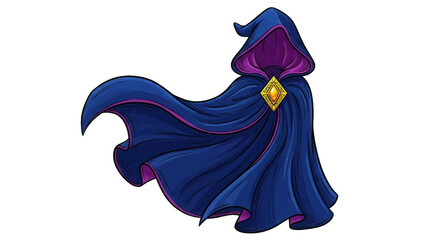 Naklejka premium Wizard's cloak with hood and gemstone clasp digital illustration isolated on transparent background