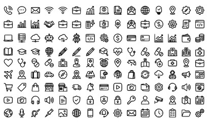 Fototapeta premium Modern Glyph Icons Vector Collection Business Technology and Digital Symbols on White Background