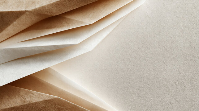 Mehrere Lagen Packpapier liegen gefaltet &uuml;bereinander mit weichen Schatten im Detail