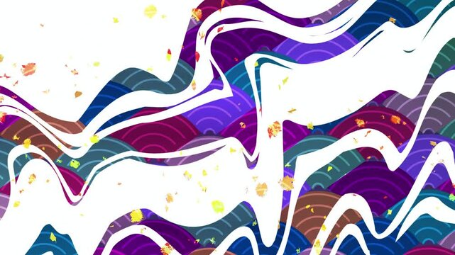 Japanese Seigaiha Pattern with Gold Flakes 4K