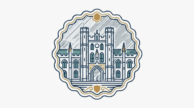 Blueprint style architectural building design illustration.