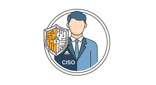 Professional CISO illustration with a digital security shield.