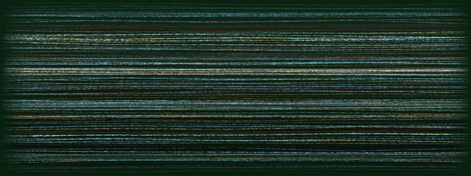  Static noise texture on dark green backdrop. Horizontal lines, scratches, distortion, interference across glitchy surface. Vector retro VHS effect. Overlay for TV, screen, cyber, grunge template.