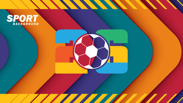Abstract colorful vector background with soccer ball design for championship sports banner