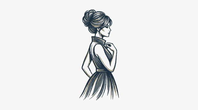 Elegant woman with intricate braided updo hairstyle.