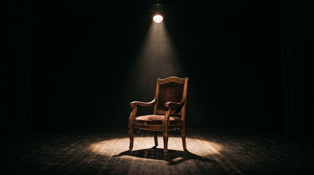 Spotlight on Empty Chair on Stage, Opportunity Concept made by AI generative