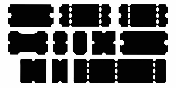Ticket Silhouettes On White Background Collection Of Rectangular Shapes