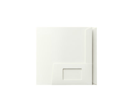 Minimalist white paper folder with business card slot, professional corporate stationery mockup, clean office document holder for branding isolated on Transparent Background