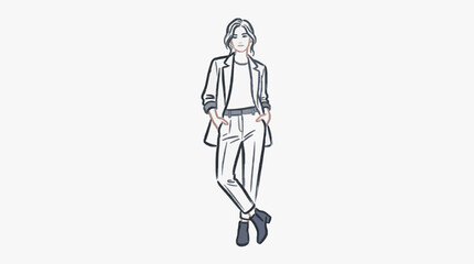 Obraz premium Minimalist line art illustration of a person walking.