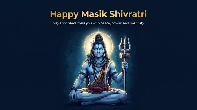 Happy masik shivratri greeting with lord shiva lingam and trishul