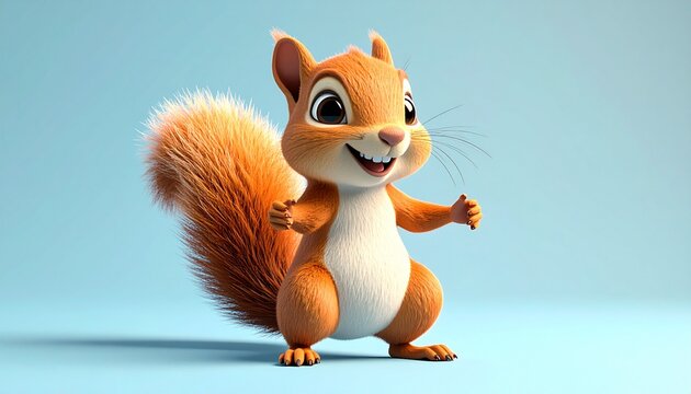 Adorable Cartoon Squirrel Character with a Cheerful Expression.