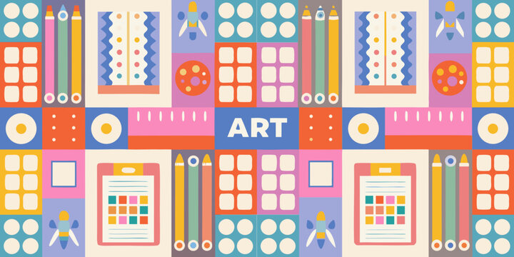 Geometric pattern with squares circles and rectangles vector illustration