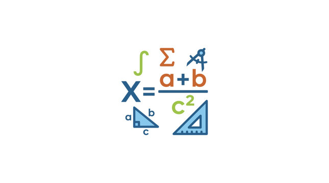 Math Equations and Symbols: Algebra, Geometry, Calculus Icons