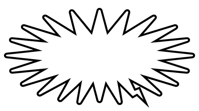 A black line art burst shape.