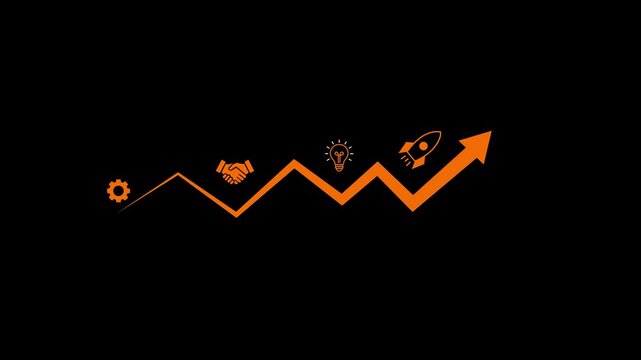 Business growth strategy drives goal achievement. Business growth improves performance, supports innovation, business growth tracks success. motion graphic of business growth concept.