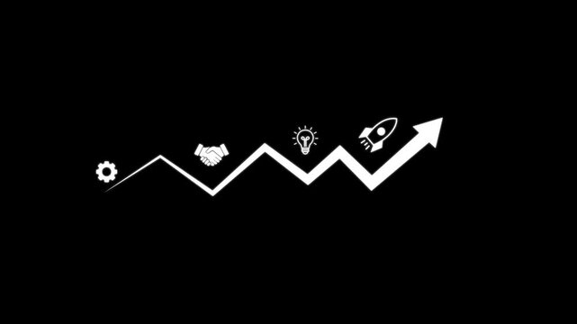 Business growth strategy drives goal achievement. Business growth improves performance, supports innovation, business growth tracks success. motion graphic of business growth concept.