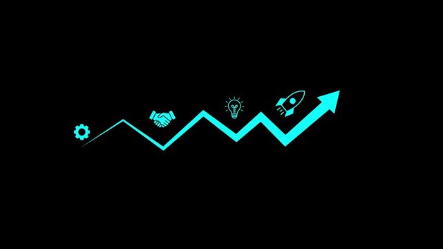 Business growth strategy drives goal achievement. Business growth improves performance, supports innovation, business growth tracks success. motion graphic of business growth concept.