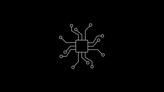 computer processor icon. simple logotype CPU icon. motion graphic of computer CPU concept. 4k motion video