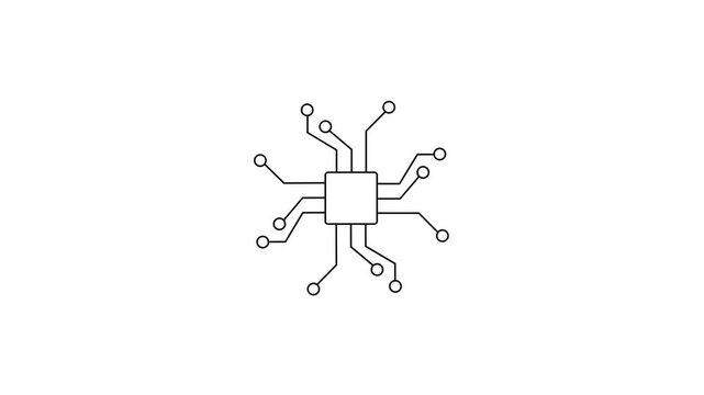 computer processor icon. simple logotype CPU icon. motion graphic of computer CPU concept. 4k motion video
