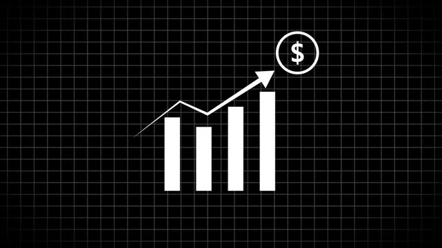 Animated of graph chart icon with dollar sign.suitable for Abstract business graph icon animation background. motion graphic of business and finance concepts. 4k video