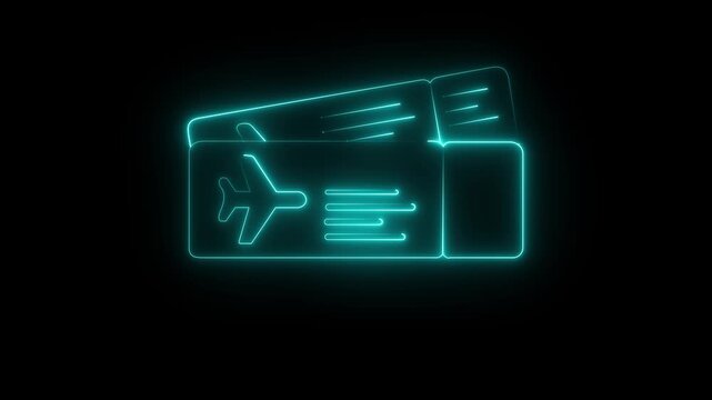 Travel icon for web design. Business icon. Animated hand selecting flight tickets from a digital travel booking interface. Glowing neon passport, motion graphic of travel concept.