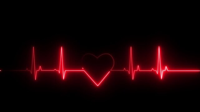 Cardiogram cardiograph oscilloscope screen red. motion graphic of heart beat concept.4k motion video