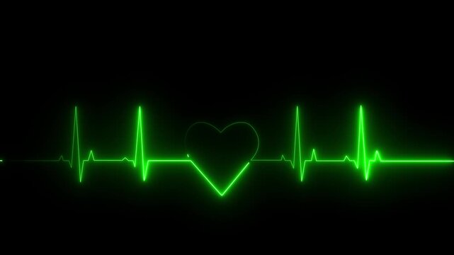 Cardiogram cardiograph oscilloscope screen green. motion graphic of heart beat concept.4k motion video