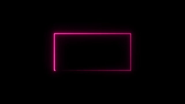 abstract glowing neon rectangle border frame in the shape rectangle glowing and futuristic energy line animation.4k video animation.