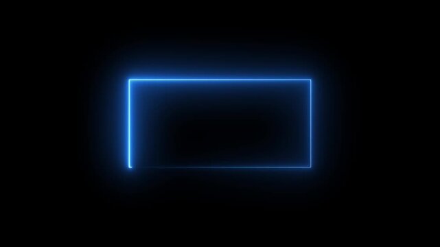 abstract glowing neon rectangle border frame in the shape rectangle glowing and futuristic energy line animation.4k video animation.