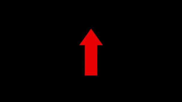 Arrow pointing up animation. Download sign on black screen.4K video. Dow direction arrows symbol. with video animation .