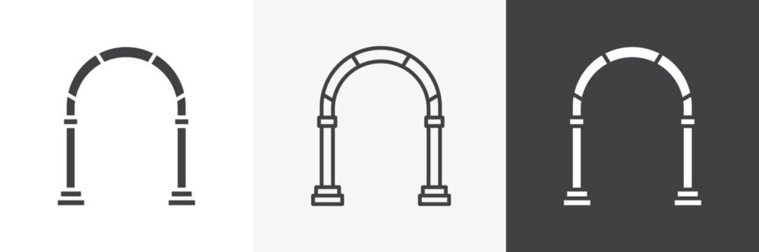 Archway icons in Thin line black color. flat simple vector symbols illustration.