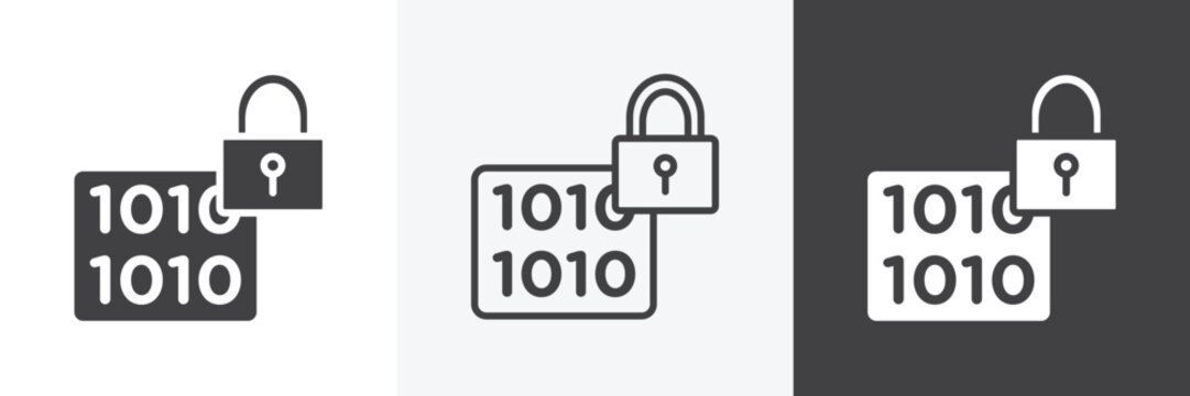 Binary Lock icons in Thin line black color. flat simple vector symbols illustration.