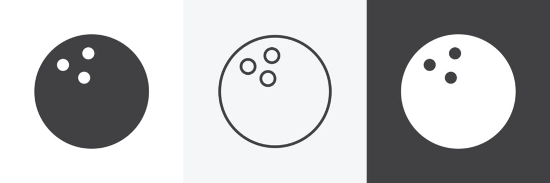 Bowling ball icons in Thin line black color. flat simple vector symbols illustration.
