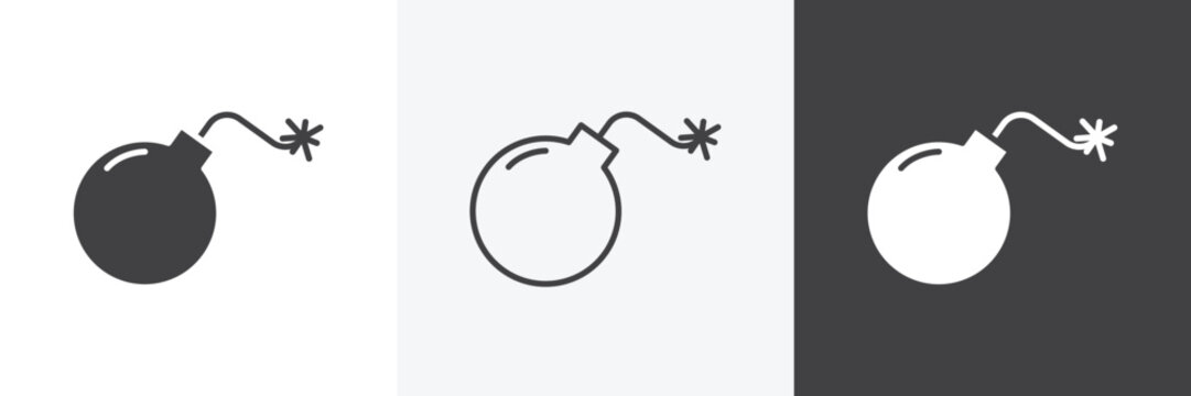 Bomb icons in Thin line black color. flat simple vector symbols illustration.