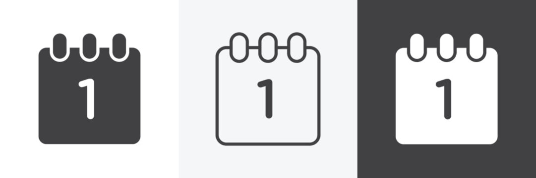 Calendar day icons in Thin line black color. flat simple vector symbols illustration.