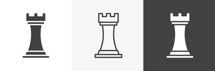Chess rook icons in Thin line black color. flat simple vector symbols illustration. © safe