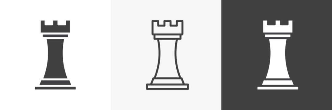 Chess rook icons in Thin line black color. flat simple vector symbols illustration.